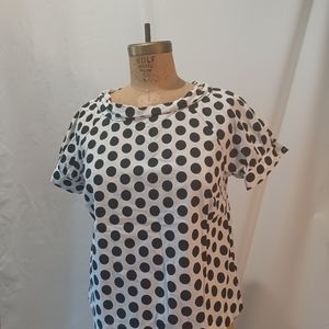 Ann Taylor Factory Black and White Polkadot Blouse Size M